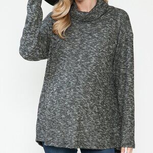 Women's Maternity Turtle Neck Two-Tone Rib Everyday Fall & Winter Top